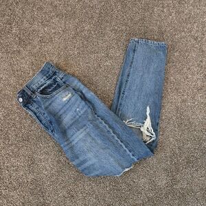 Women's PacSun Ultra High Rise Slim Ripped Knee Distressed Denim Jeans